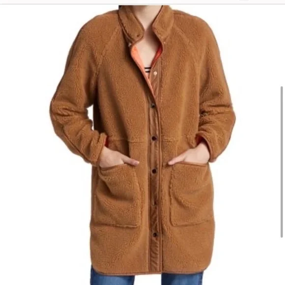 Veronica Beard Women's XL Sullie Teddy Brown Coat Sherpa High Pile Fleece